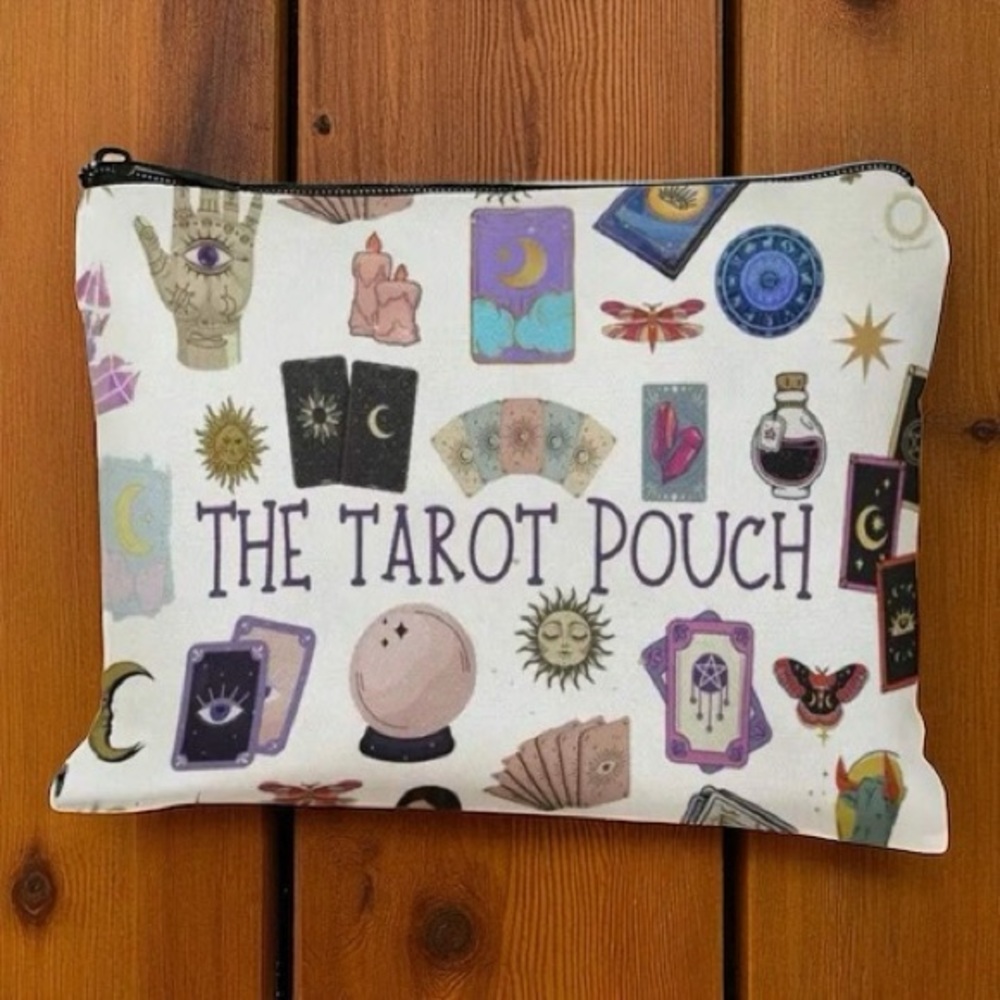 Mystical White Black ‘The Tarot Pouch’ Travel Cosmetic Makeup Bag